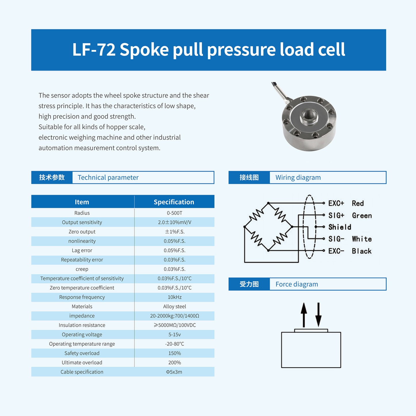 Load Cells for tanks spoke Type Sensors Range 50-2000kg-A4F4